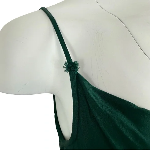 BHLDN Anthropologie Cali Satin Charmeuse MIDI Dress in Dark Emerald M Medium - Picture 4 of 9